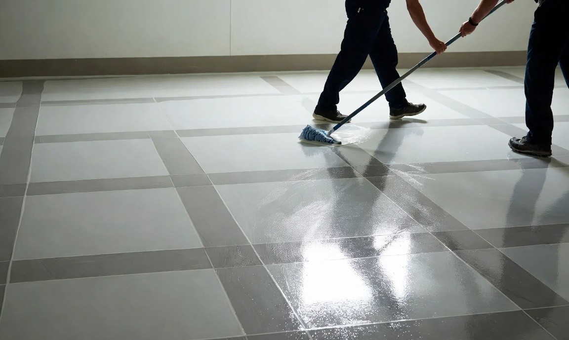 Commercial floor waxing