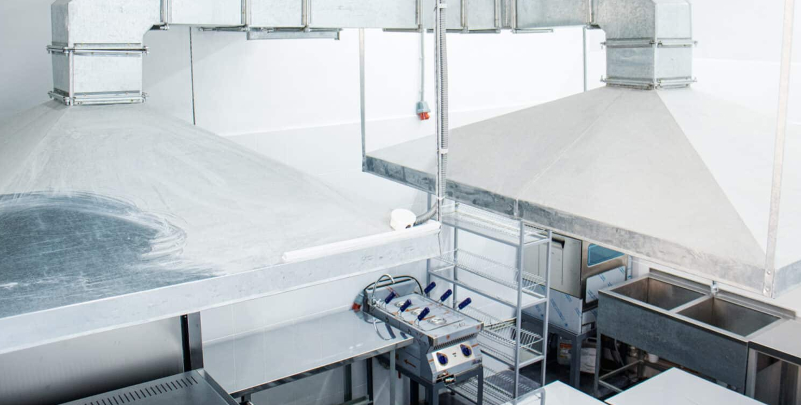 Restaurant equipment. Modern industrial kitchen. 3d illustration